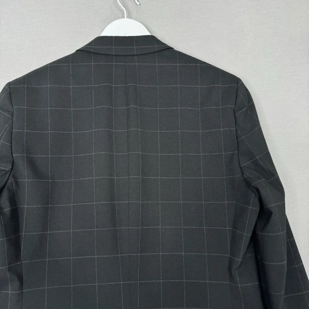 Nick Graham Mens Blazer 38S Black Windowpane New York Cut Modern Fit Sport‎ Coat